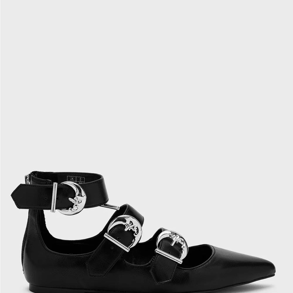 Killstar Oracle Black Multi-Strap Moon Flats New Without Box!